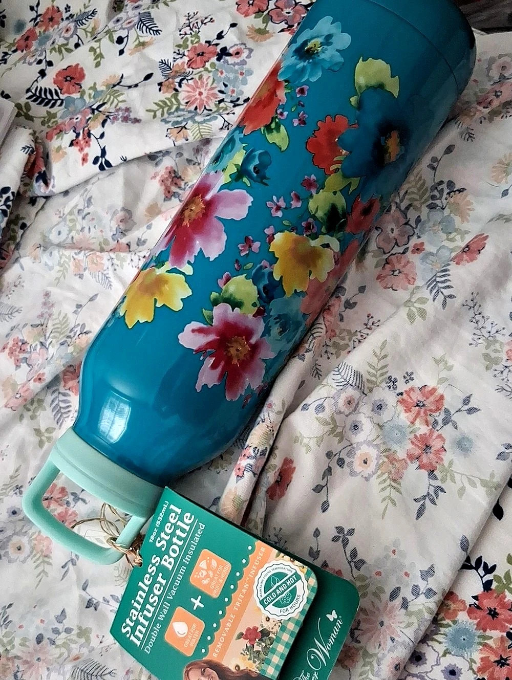 The Pioneer Woman Stainless Steel Infuser Bottle Floral IMMERSE BRY PATTERN